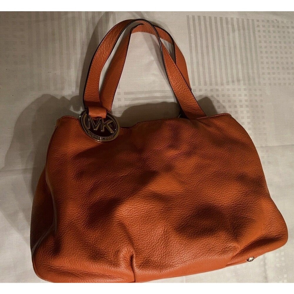 Michael Kors Large Leather Tote Bag Orange - Picture 5 of 6